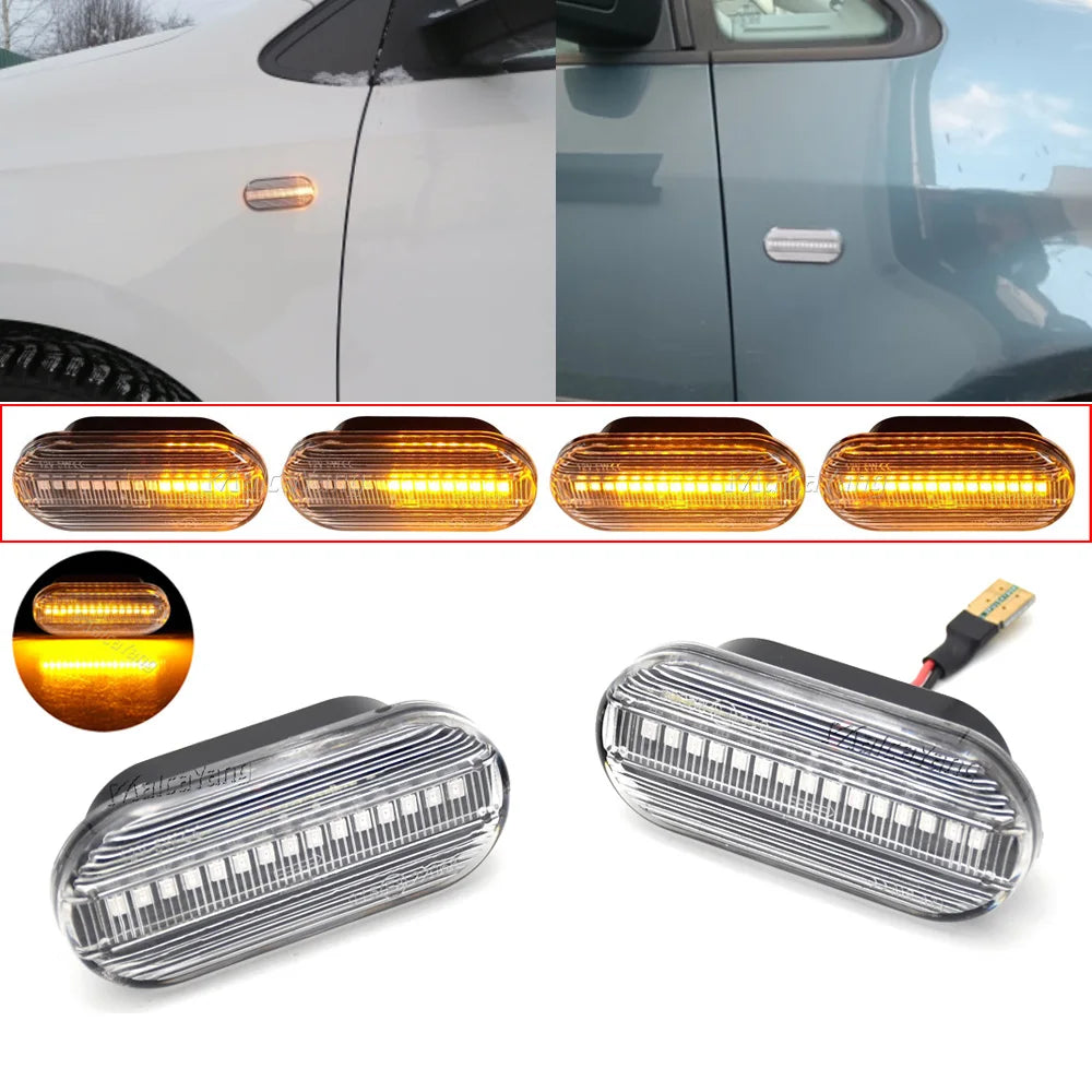 1Pair Dynamic Flowing LED Side Marker Turn Signal Light for VW Transporter T5 Polo Golf 3 4 Passat B5 Sharan Lupo Bora Multivan