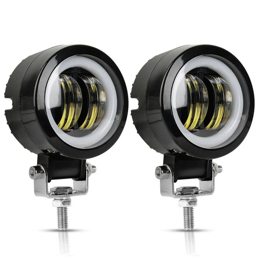 2PCS/1PC 12V-80V Waterproof round Angel Eyes LED Light Portable Spotlights Motorcycle Offroad Truck Driving Car Boat Work Light