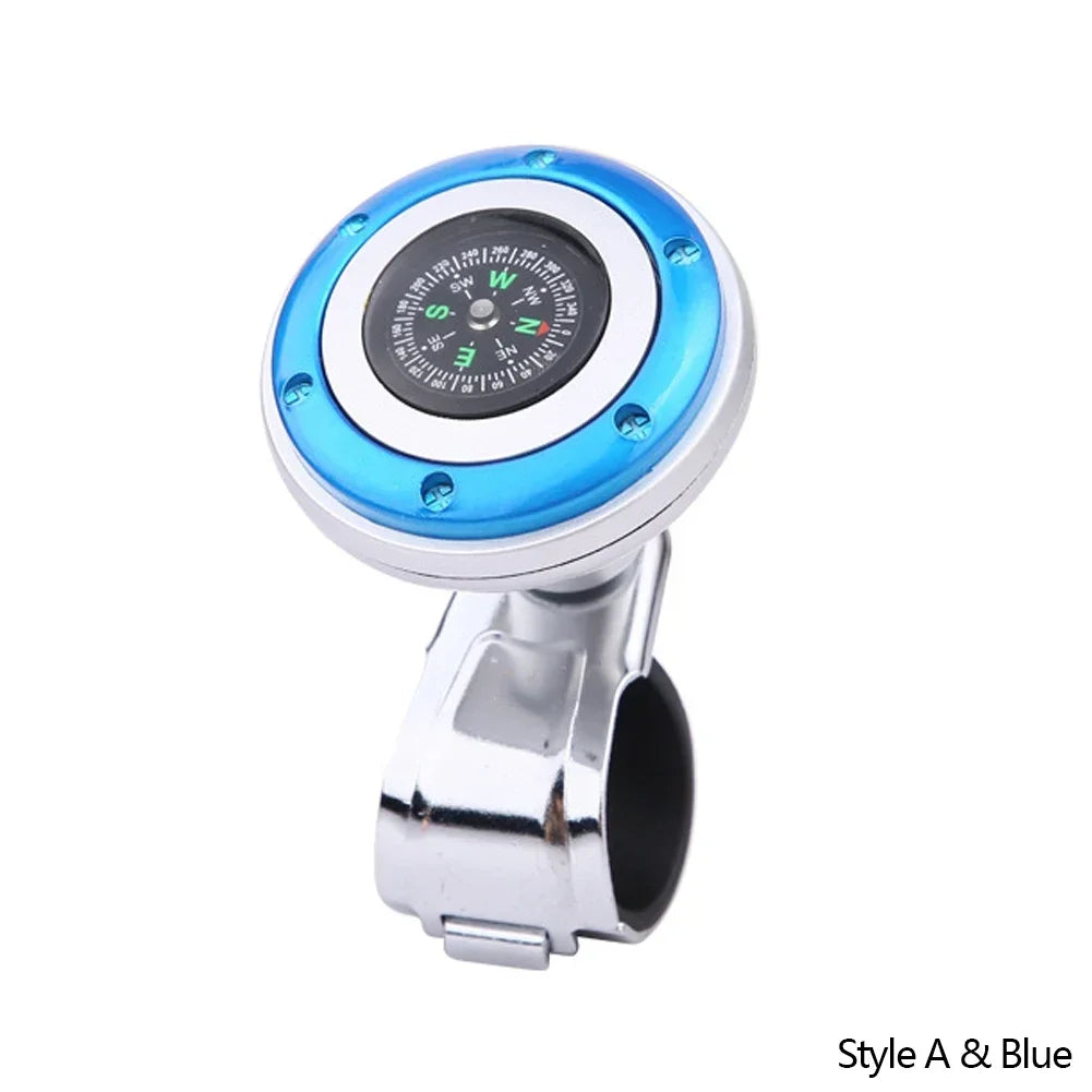 Steering Wheel Spinner Knob with Compass Universal 360 Degree Rotation Metal Power Handle Ball Booster for Car Vehicle Auto