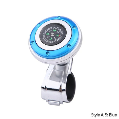 Steering Wheel Spinner Knob with Compass Universal 360 Degree Rotation Metal Power Handle Ball Booster for Car Vehicle Auto