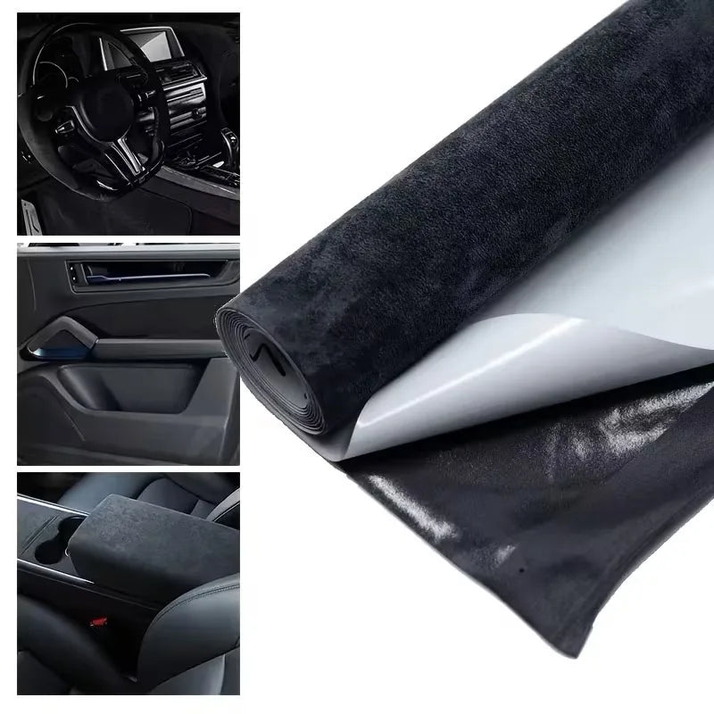 30X100Cm Black Suede Fabric Self-Adhesive Adhesive Cloth for Car Interior Modification Door Panel Workbench DIY Supply
