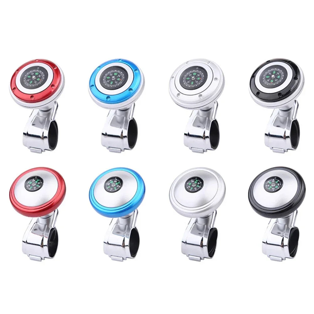 Steering Wheel Spinner Knob with Compass Universal 360 Degree Rotation Metal Power Handle Ball Booster for Car Vehicle Auto
