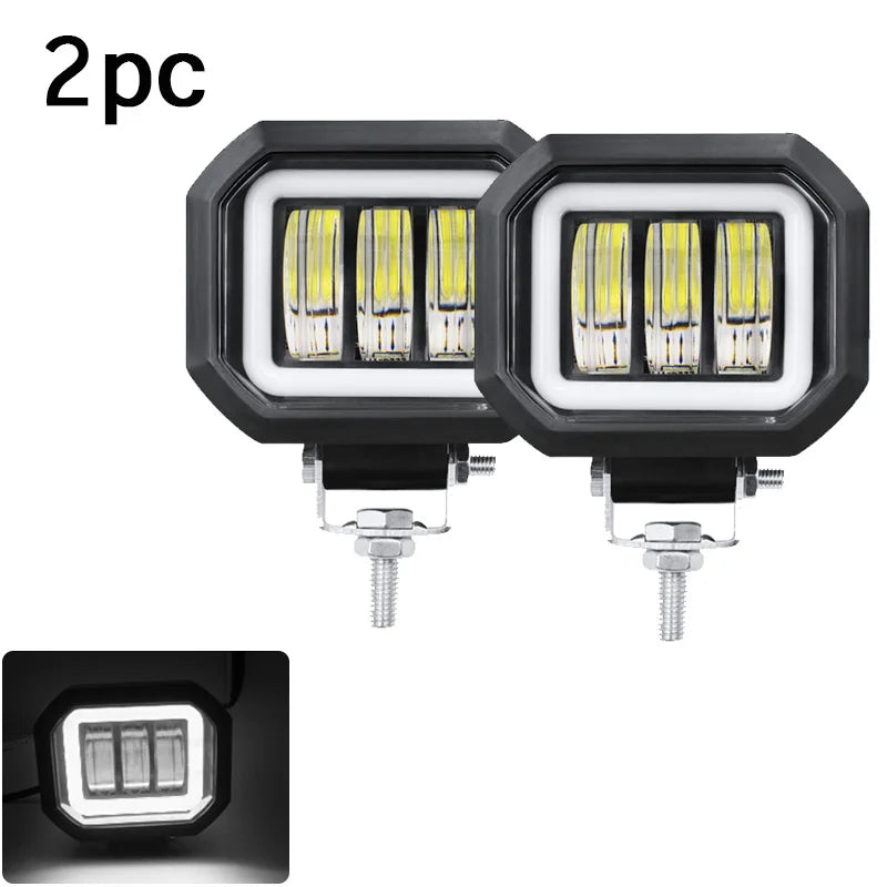 2PCS/1PC 12V-80V Waterproof round Angel Eyes LED Light Portable Spotlights Motorcycle Offroad Truck Driving Car Boat Work Light
