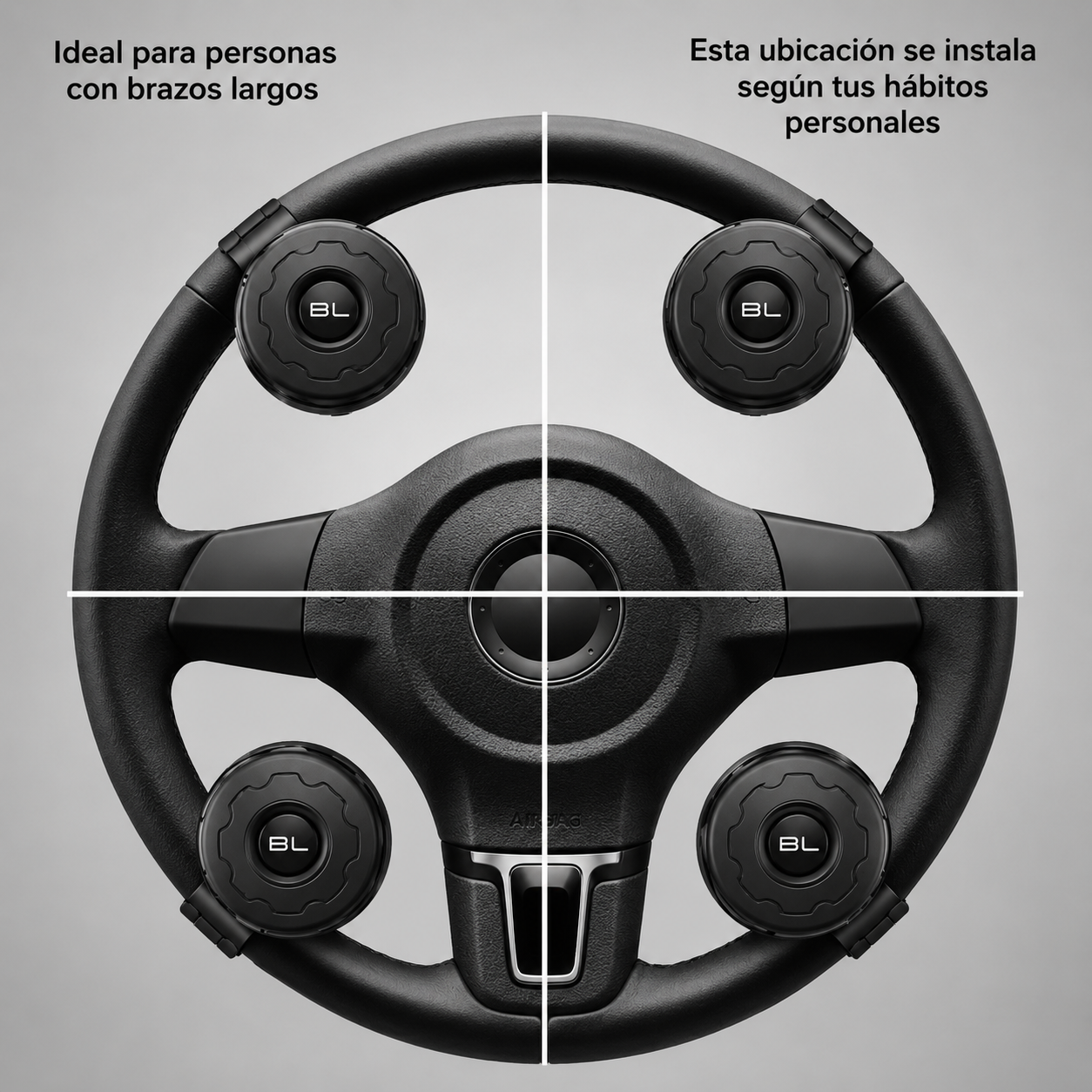 Steering Wheel Spinner – Steel Bearing, 5 Finishes (Black, Silver, Carbon Fiber, Chrome, Wood)