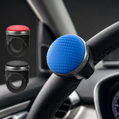Steering Wheel Spinner – Carbon Fiber Texture, 3 Colors (Blue, Red, Black)