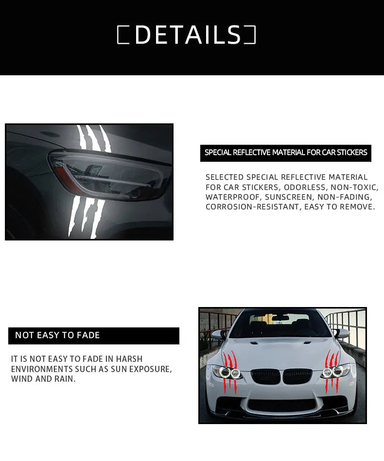 Monster Claw Sticker for Car and Motorcycle | Reflective and Waterproof 40x12cm