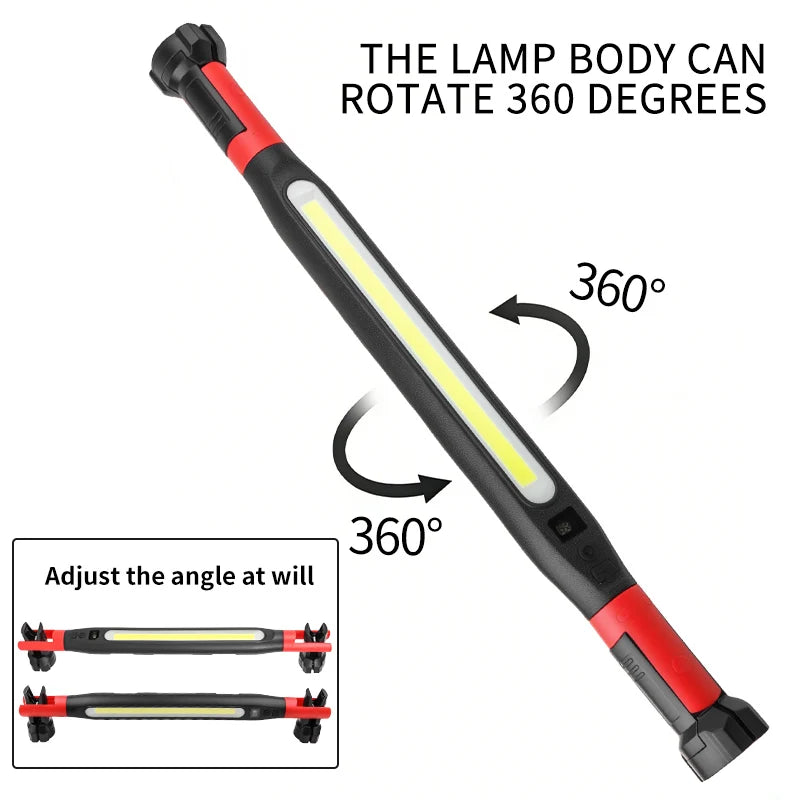 5200Mah Super Bright Work Light Rechargeable Magnetic Work Light with Hooks & Rotating Magnetic Base for Car Repairing Emergency