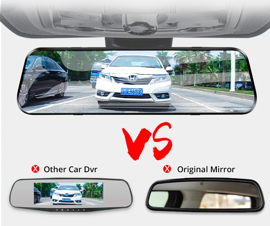 10" Dual 1080P DVR Camera Rearview Mirror | Front and Rear Recording