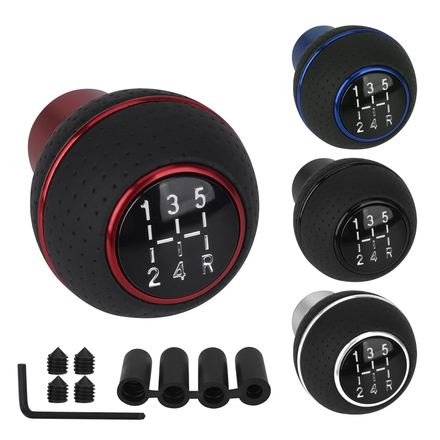 Universal 5-Speed Gear Shift Knob – Aluminum and Leather