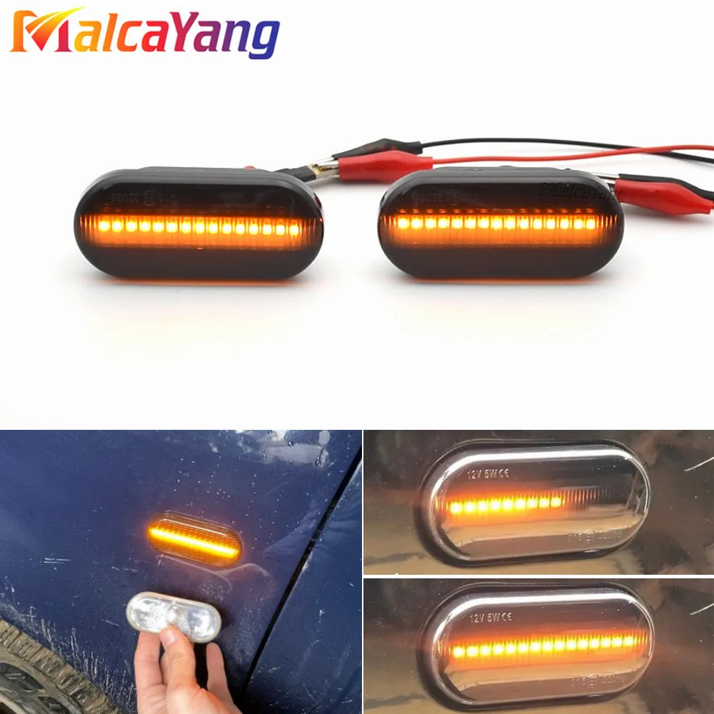 1Pair Dynamic Flowing LED Side Marker Turn Signal Light for VW Transporter T5 Polo Golf 3 4 Passat B5 Sharan Lupo Bora Multivan