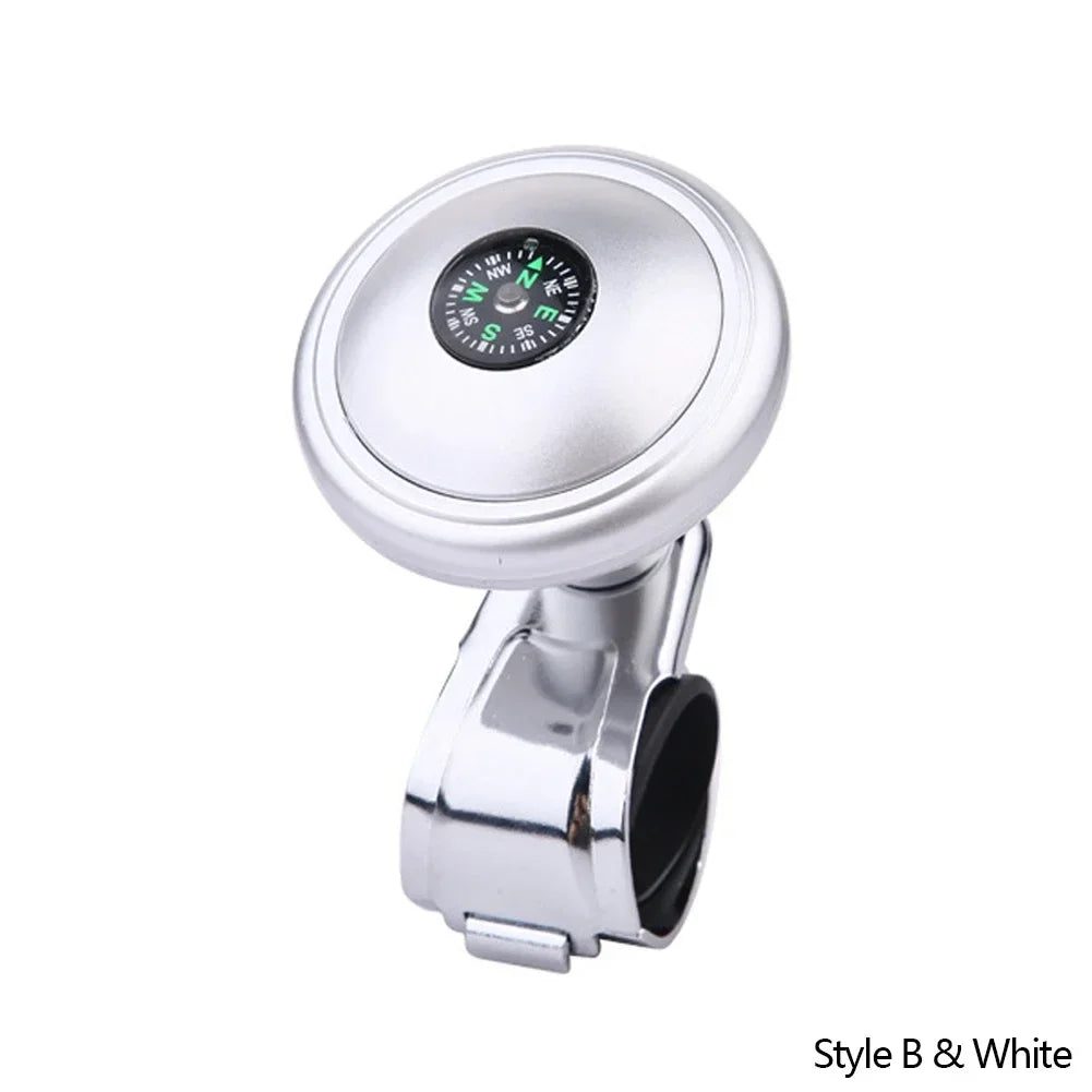 Steering Wheel Spinner Knob with Compass Universal 360 Degree Rotation Metal Power Handle Ball Booster for Car Vehicle Auto