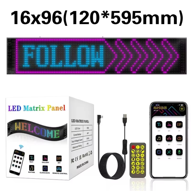 Devil Eyes LED Matrix Pixel Panel Flexible Display for Car Truck Windshield Window Demon Eye Lights APP Control IP65 DIY Light