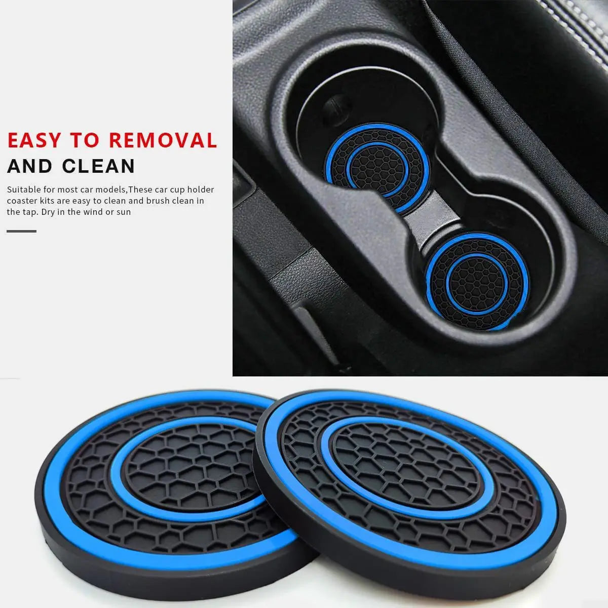 2Pcs round Silicone Car Cup Holder Coaster anti Slip Waterproof Cup Mat Universal Vehicle Interior Protective Cup Holder Pad