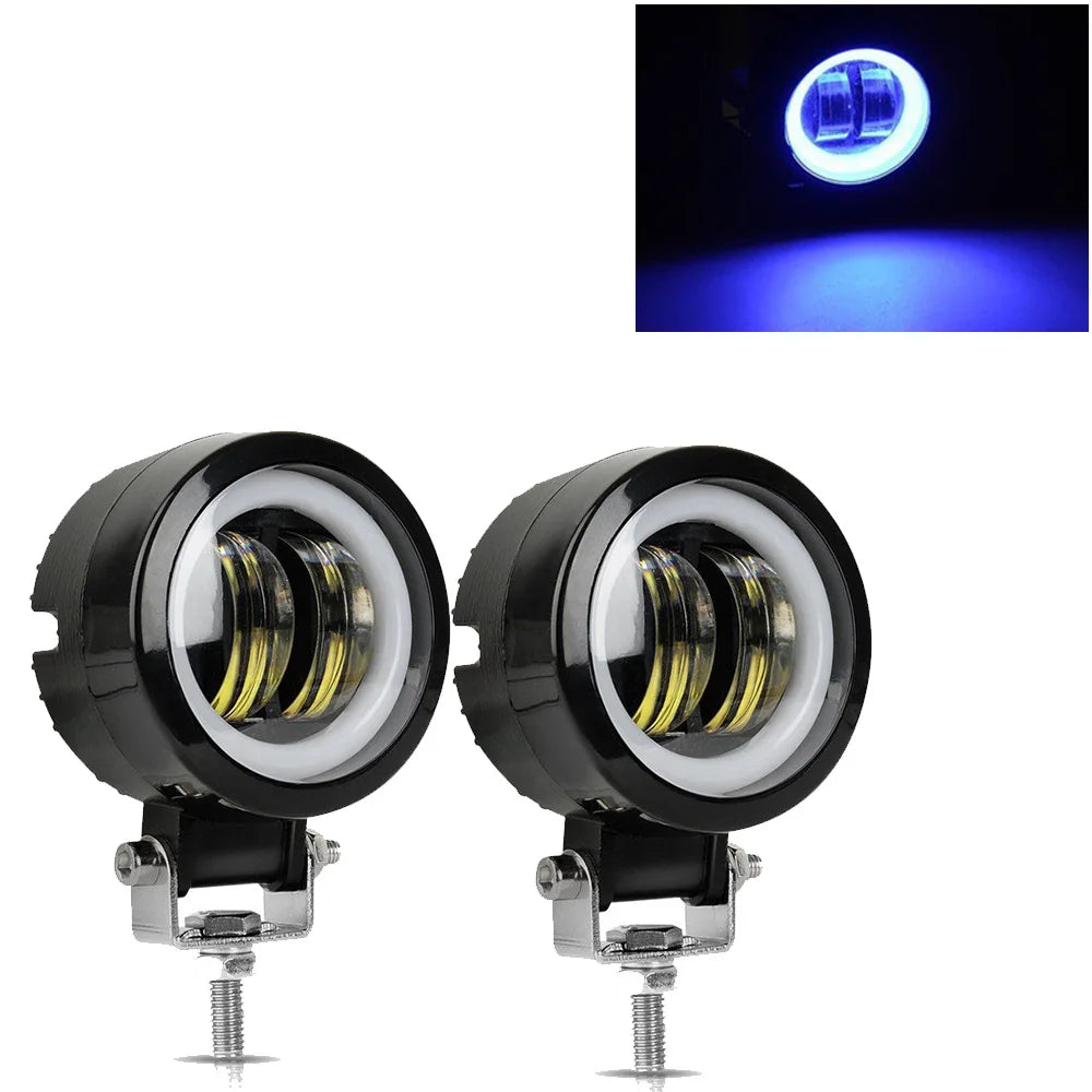 2PCS/1PC 12V-80V Waterproof round Angel Eyes LED Light Portable Spotlights Motorcycle Offroad Truck Driving Car Boat Work Light