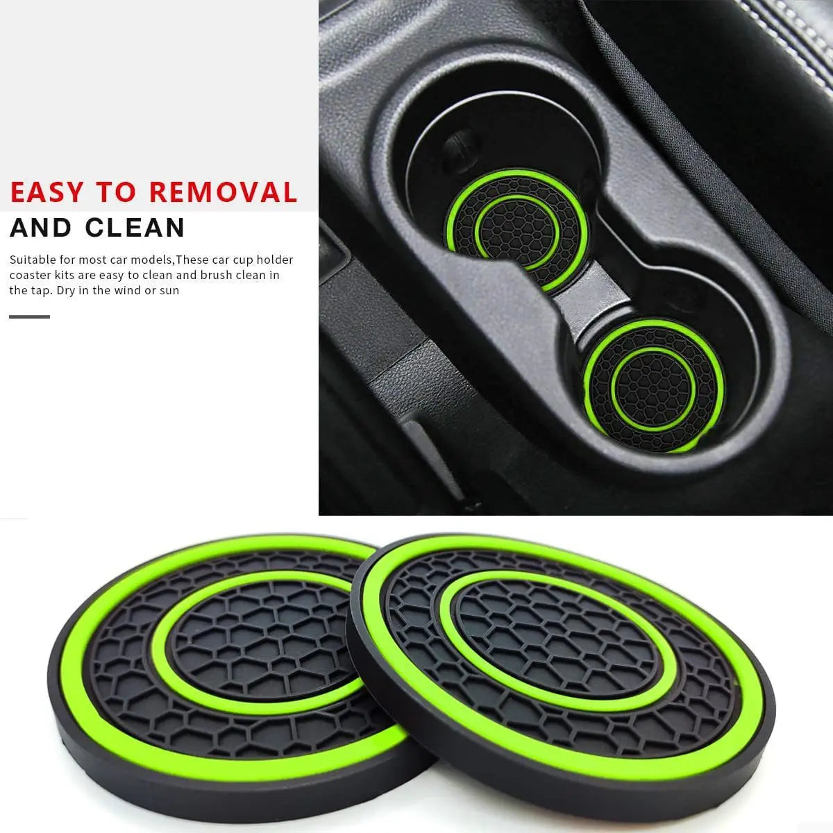 2Pcs round Silicone Car Cup Holder Coaster anti Slip Waterproof Cup Mat Universal Vehicle Interior Protective Cup Holder Pad