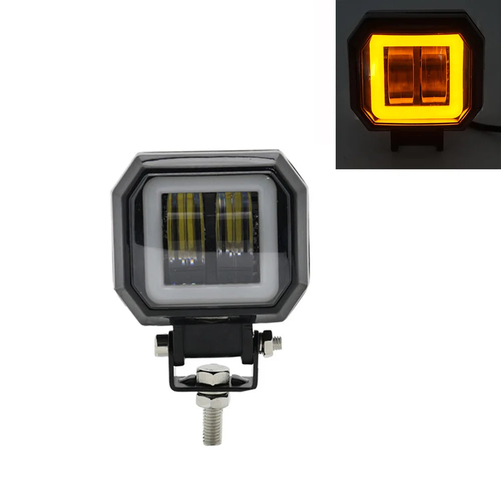 2PCS/1PC 12V-80V Waterproof round Angel Eyes LED Light Portable Spotlights Motorcycle Offroad Truck Driving Car Boat Work Light