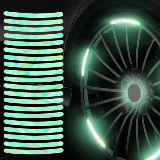 20Pcs Car Wheel Hub Reflective Sticker Tire Rim Reflective Strips Luminous for Night Driving Car Bike Motorcycle Wheel Sticker
