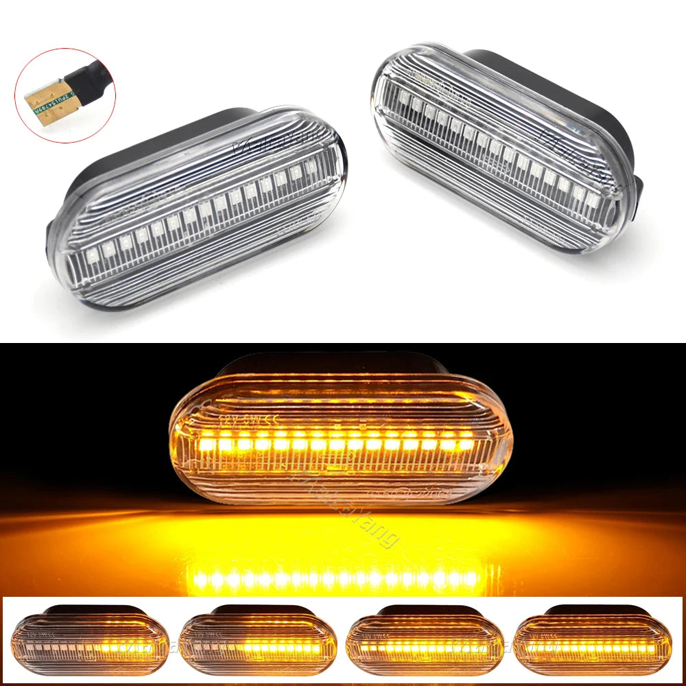 1Pair Dynamic Flowing LED Side Marker Turn Signal Light for VW Transporter T5 Polo Golf 3 4 Passat B5 Sharan Lupo Bora Multivan