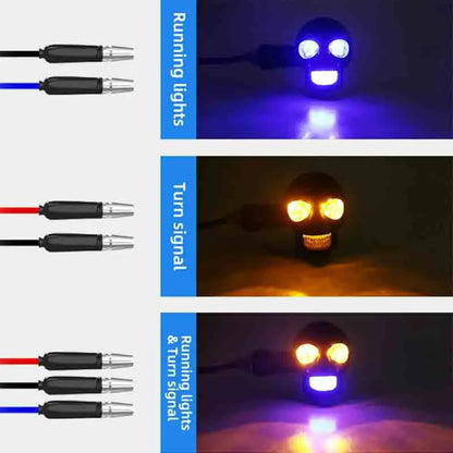 Motorcycle LED Dual Color Skull Fog Lights Auxiliary Headlights Waterproof Flasher Front Rear Turn Signal Indicator Lights