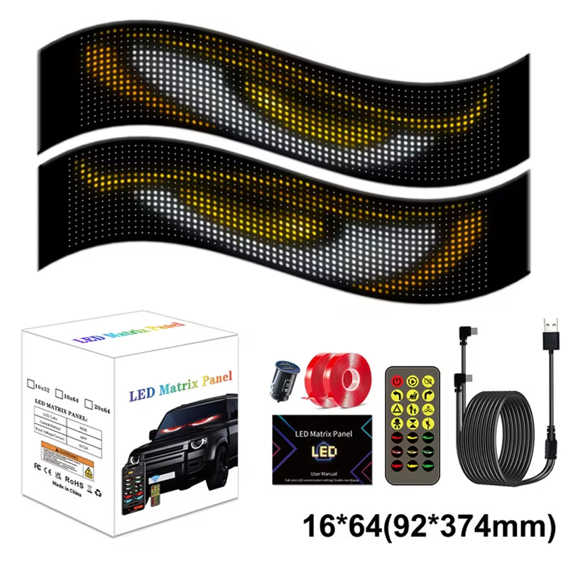 Devil Eyes LED Matrix Pixel Panel Flexible Display for Car Truck Windshield Window Demon Eye Lights APP Control IP65 DIY Light