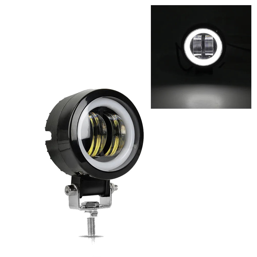 2PCS/1PC 12V-80V Waterproof round Angel Eyes LED Light Portable Spotlights Motorcycle Offroad Truck Driving Car Boat Work Light