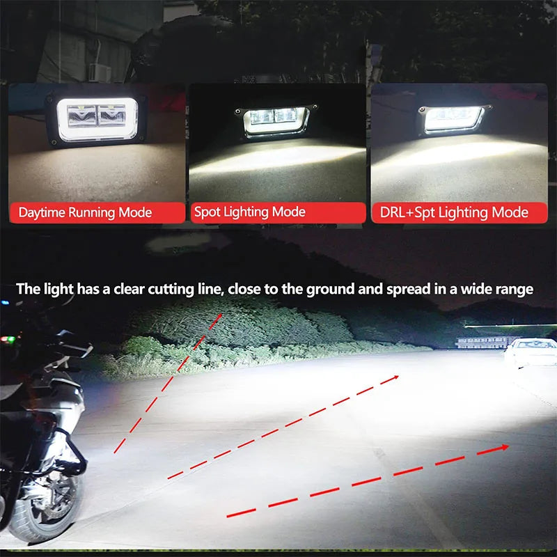 8D 4" Led Motocycle Headlight Auxiliary Spotlights Offroad Fog Lamp White Angel Eye for Jeep Truck Moto Scooters ATV UTV UAZ SUV