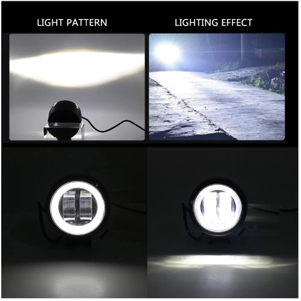 2PCS/1PC 12V-80V Waterproof round Angel Eyes LED Light Portable Spotlights Motorcycle Offroad Truck Driving Car Boat Work Light
