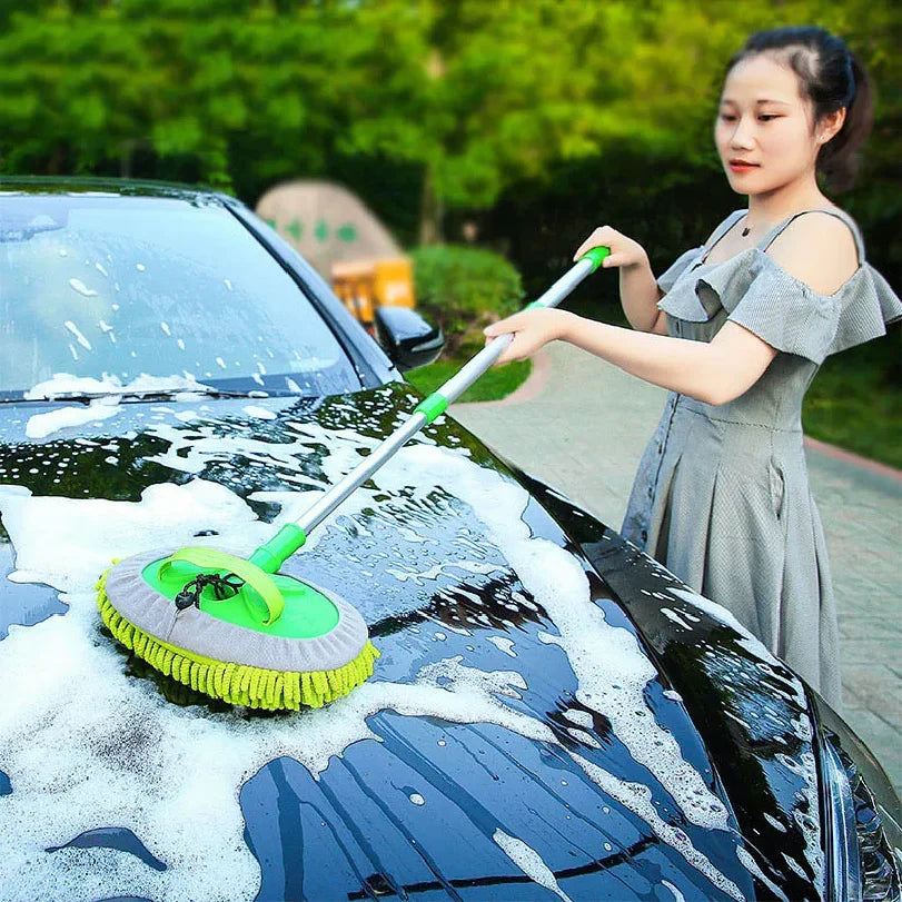 Car Cleaning Brush Detailing Adjustable Super Absorbent Car Wash Brush Telescoping Long Handle Cleaning Mop Auto Accessories