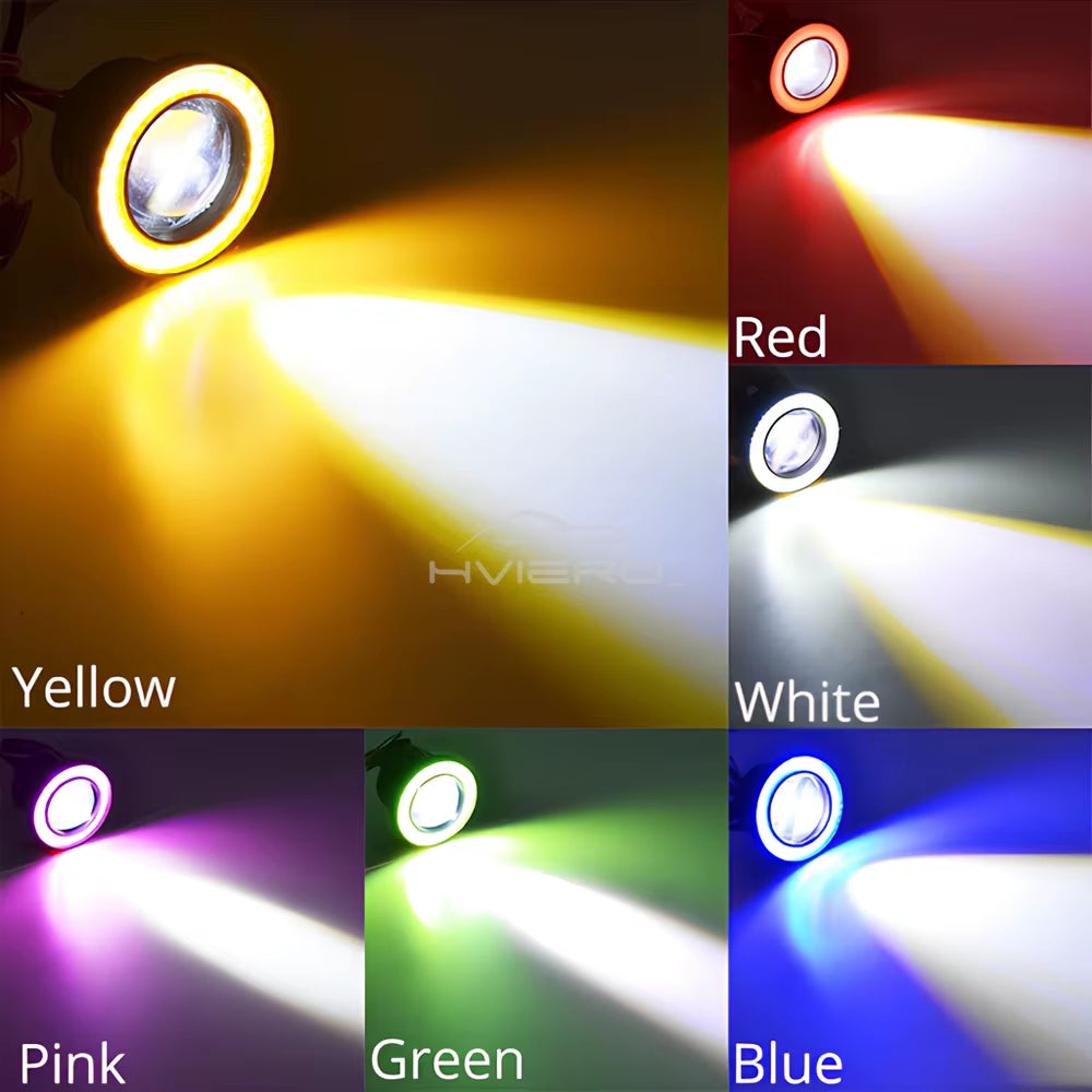 2Pcs Auto 30W Car Driving DRL Fog Lights COB Angel Eye 64/76/89Mm Ambient Lamps Waterproof Daytime Running Bulb Headlight DC 12V