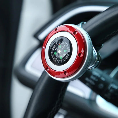 Steering Wheel Spinner Knob with Compass Universal 360 Degree Rotation Metal Power Handle Ball Booster for Car Vehicle Auto