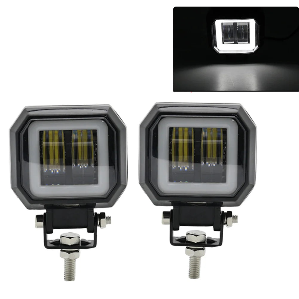 2PCS/1PC 12V-80V Waterproof round Angel Eyes LED Light Portable Spotlights Motorcycle Offroad Truck Driving Car Boat Work Light