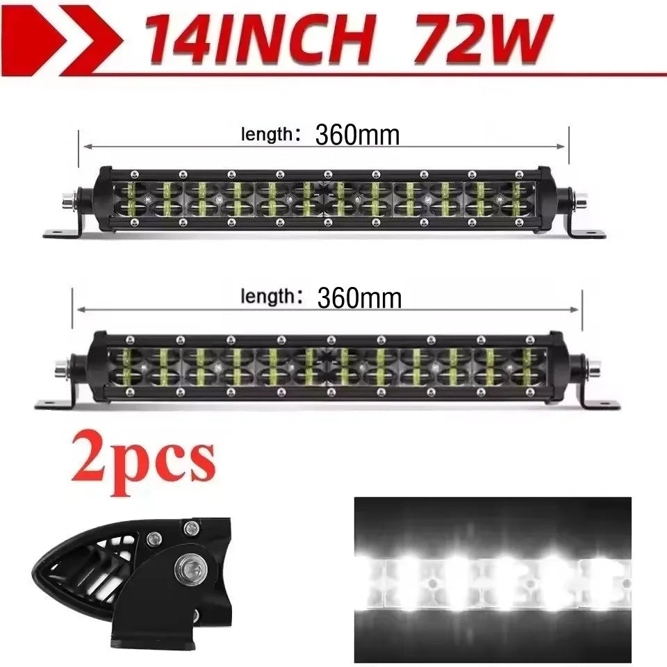 6D Lens Ultra Strip LED Light Bar 8" 14" 20" Inch Driving Fog Lamp Work Light 4X4 Led Bar for Motorcycle Offroad SUV ATV Tractor