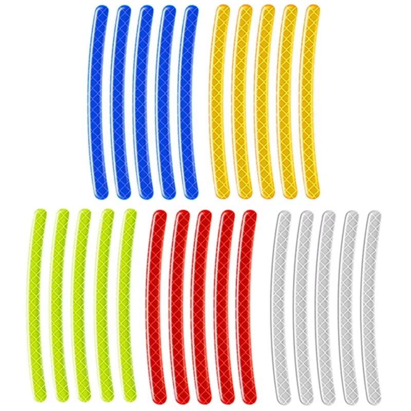 20Pcs Car Wheel Hub Reflective Sticker Tire Rim Reflective Strips Luminous for Night Driving Car Bike Motorcycle Wheel Sticker