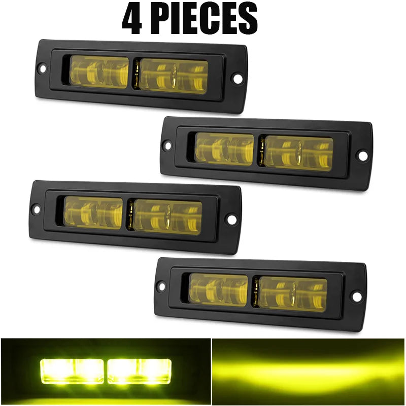 6D Lens Flush Mount Reverse Light 7 Inch LED Work Light Bar White Yellow Driving Fog Lamp for Truck Trailer Camper Van 4X4 SUV