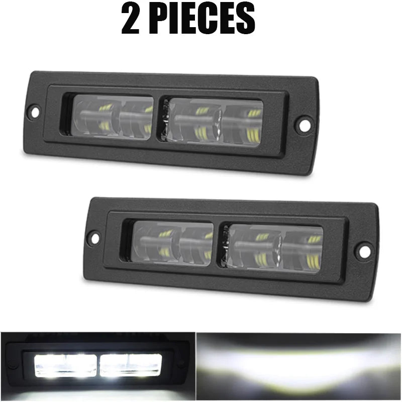 6D Lens Flush Mount Reverse Light 7 Inch LED Work Light Bar White Yellow Driving Fog Lamp for Truck Trailer Camper Van 4X4 SUV
