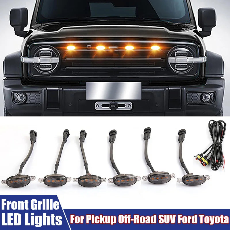 Universal LED Car Lights Front LED Grille Lights with Harness Eagle Eye Lamp for Pickup Off-Road SUV Ford Toyota Car Accessories