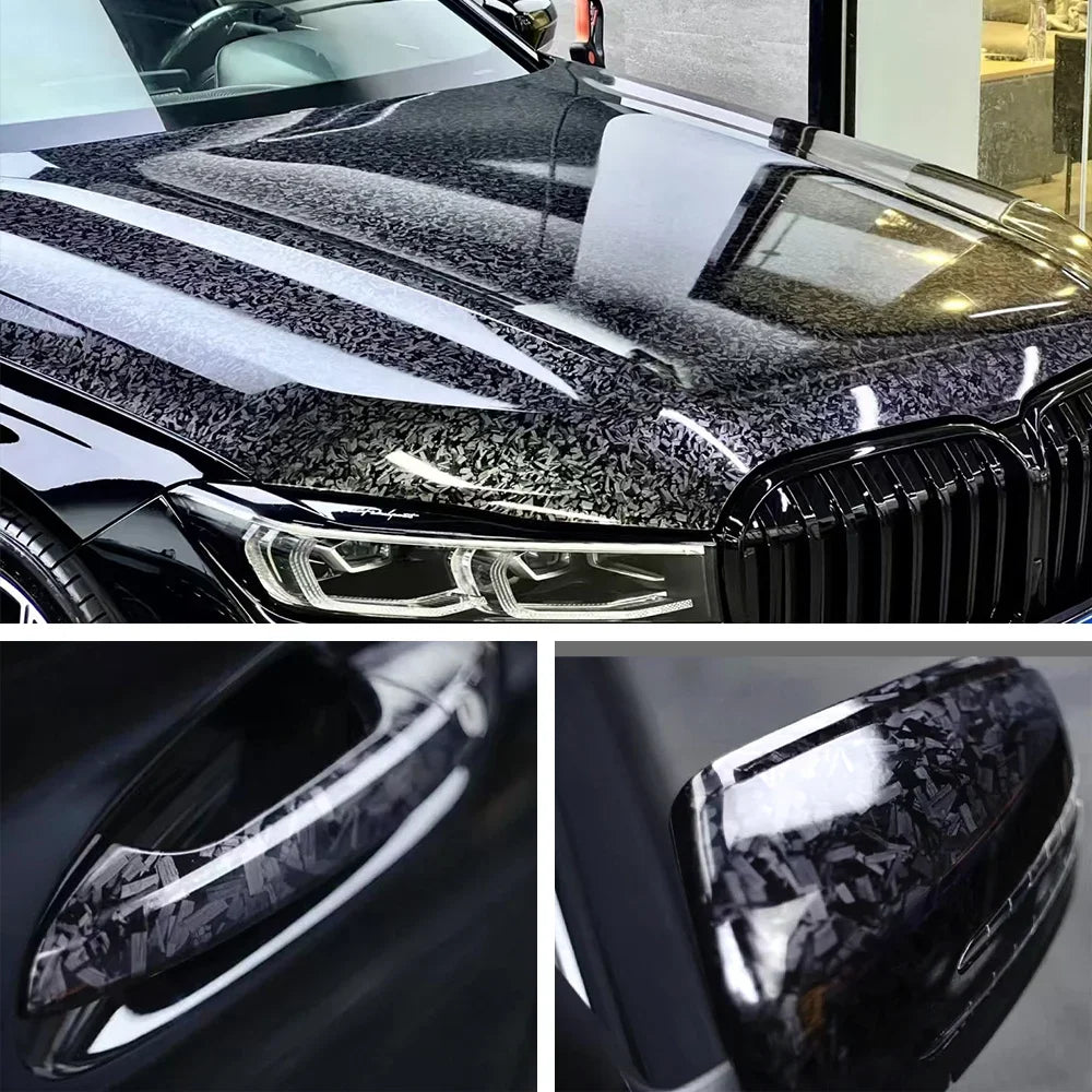 Glossy Laser Forged Carbon Fiber Vinyl Wrap Self Adhesive Car Sticker Waterproof Auto Glossy Vinyl Carbon Film for Car Decal